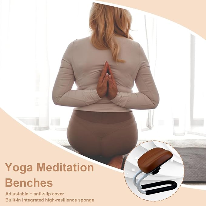 Meditation Seat Adjustable Metal – Portable Kneeling Stool Sponge Cushion, Sleek, High-Performance, Bench, Accessories Non, Slip Leg Sleeve Portable Chair | Home Yoga Studio Premium