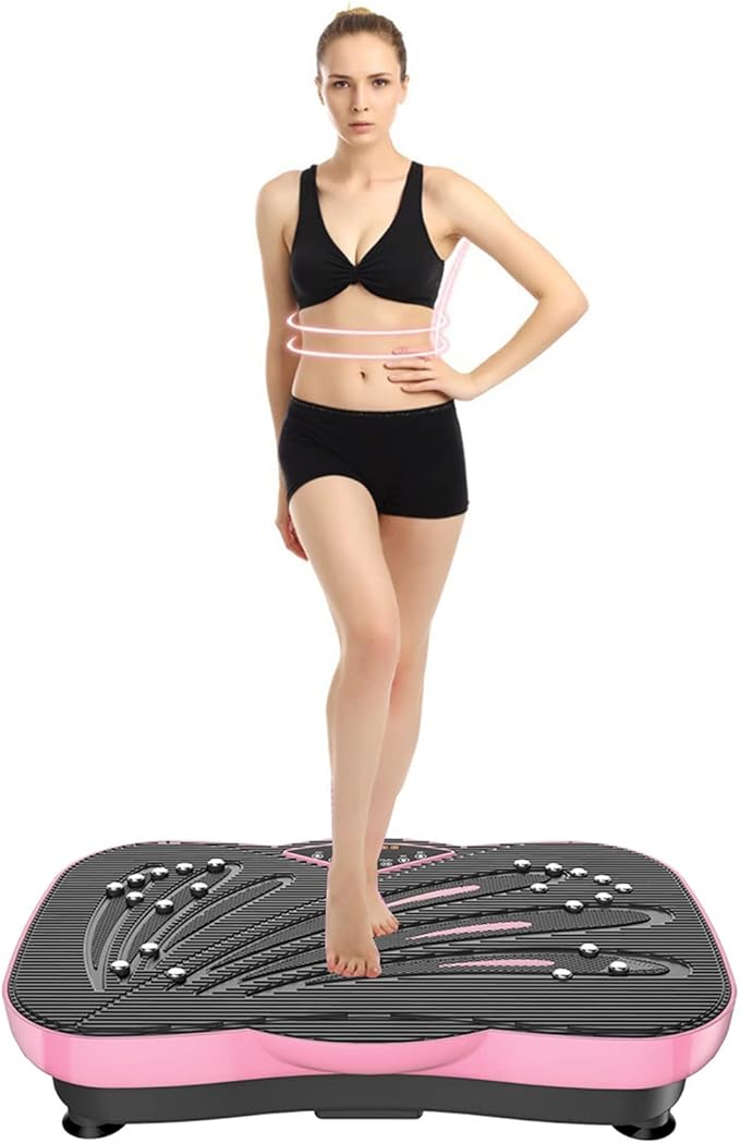 Vibration Plate Exercise Machine Whole Body Vibration Platform Machine with Loop Resistance Bands for Home Fitness Training & Weight Los
