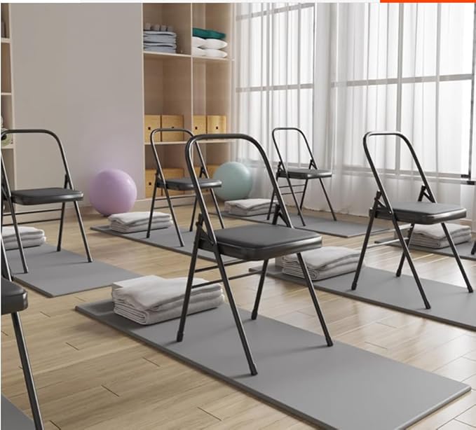 Yoga Auxiliary Chair Iyengar Yoga Chair,Backless Yoga Chair Prop,Pilates Chair,Foldable and Portable Folding Stools for Yoga,Black