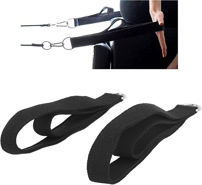 Alomejor Pilates Straps, Anti Slip Double Loop Exercise Straps with D Rings Cotton Fleece for Home Gym and Legs Arms Workout