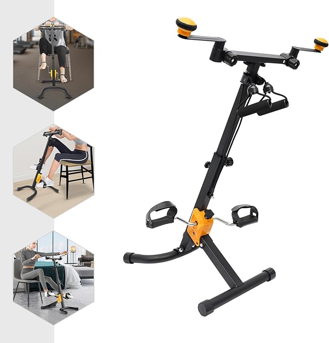 Pedal Exerciser Bike, Foldable Pedal Exerciser for Seniors, Home Pedal Exercise Bike for Total Body(Black)