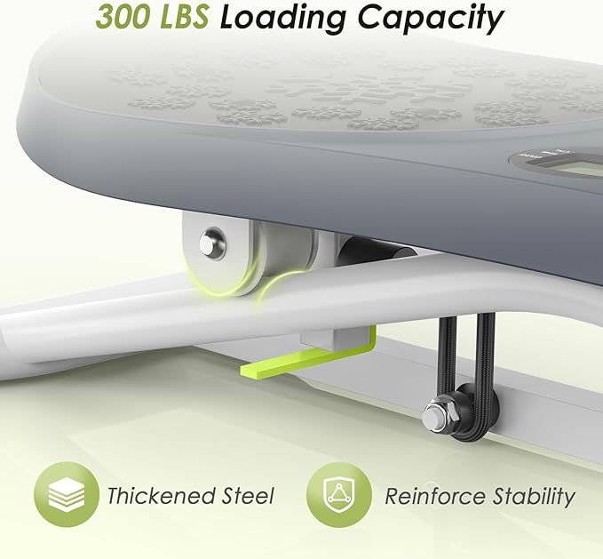 Slide Steppers Exercise for Home, Mini Stair Stepper with Resistance Bands, Full Body Workout Machine, Simulate Skiing Posture, 300 LBS Weight Capacity