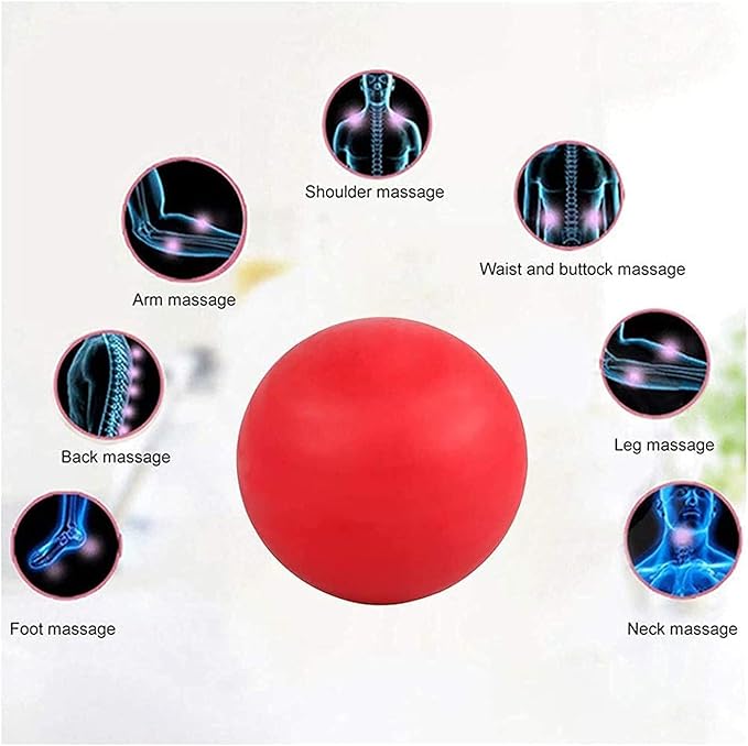 WOVTE Massage Lacrosse Ball for Sore Muscles, Shoulders, Neck, Back, Foot, Body, Deep Tissue, Trigger Point, Muscle Knots, Yoga and Myofascial Release (Blue) (Red Purple)