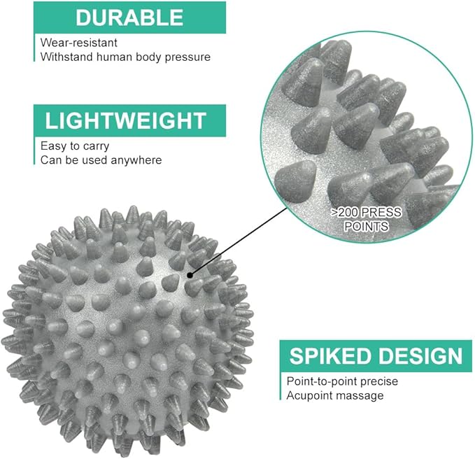 URAQT Spiky Massage Ball, 3 Pack Hard Spiky Massage Ball Roller Set, Professional Physical Therapy Massage Balls for Myofascial Release, Trigger Point Deep Tissue Massage, Plantar Fasciitis Recovery
