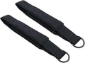 Double Loop Pilates Foot Straps for Reformer Fitness Equipment, 2 Pack Cotton Webbing Resistance Bands with D-Rings, Non-Slip Adjustable Foot Attachments, Black