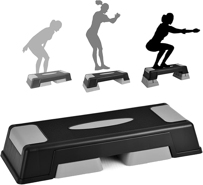 Aerobic Step Platform for Exercise w/Risers, Workout Step Height Adjustable 5"-7"-9", Fitness Step 450lbs Capacity, Non-slip Exercise Step Deck for Home/Gym