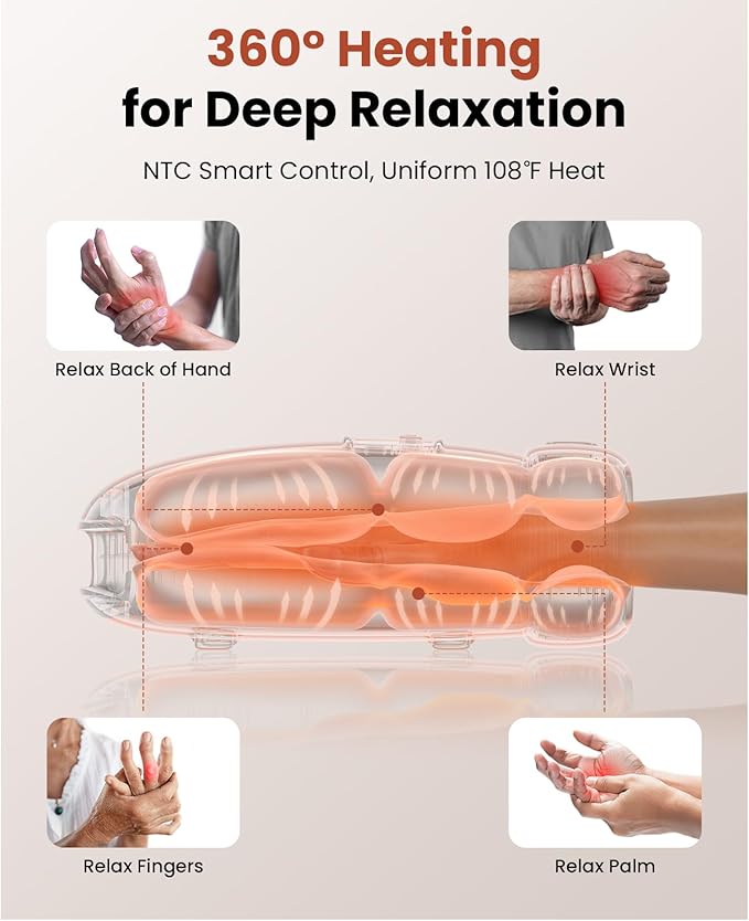 BOB AND BRAD Hand Massager with Heat and Compression, FSA-HSA Eligible, H60 Cordless Hand Massager for Arthritis and Carpal Tunnel, Pain Relief Heated Wrist Finger Massage, 5 Intensity Settings