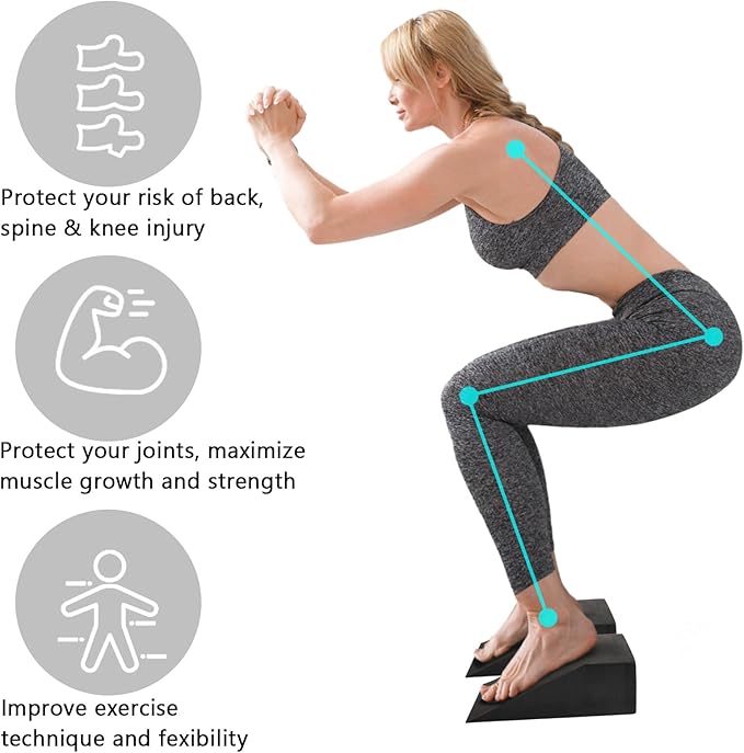 Yesland 2 Pcs Yoga Foam Squat Wedge Blocks, Professional Squat Ramp for Heel Elevated Squat, Lightweight Calf Stretcher Slant Board for Fitness, Squat, Push Up, Weightlifting