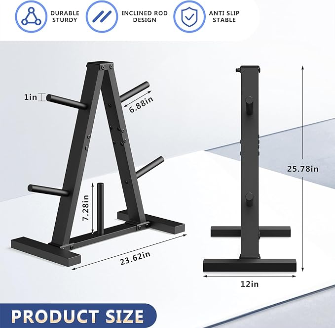 Weight Plate Rack, Weight Tree, Home Gym Storage Stand, Holds 300 lbs