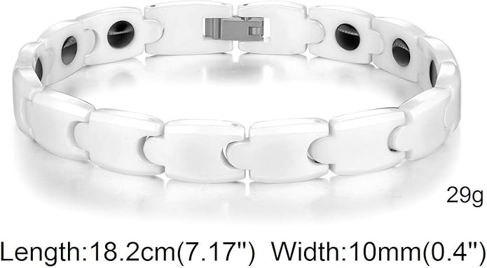 SunnyHouse Jewelry Women's White Tungsten Carbide Magnetic Bracelet in a Gift Box
