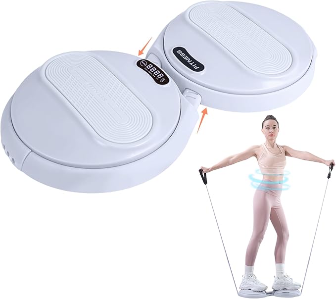 Ab Twister Board, Waist Twister Machine with Counter & Resistance Bands, Adjustable Foot Spacing Waist Twisting Disc for Slimming, Toning and Fitness, Core & Ab Workout Disc