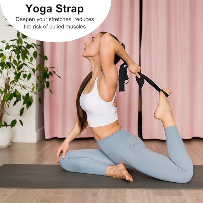 2 Yoga Block and 2 Yoga Strap Set,Non-slip EVA Foam Blocks, High Density Yoga Bricks with 6ft Strap, Supportive Latex-Free Yoga Block Accessories for Pilates