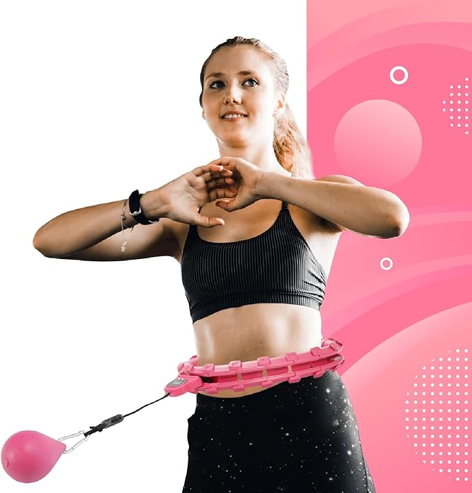 Hula Hoop Fitness Gear w/Counter - Abs Workout, Weight Loss & Burn Fat (Smart Weighted Hula Hoops, Stomach Exercises)