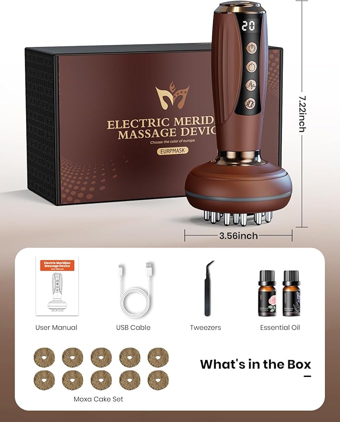 4-in-1 Lymphatic Drainage Massager & Anti Cellulite Massage Tool, Body Sculpting Massager for Legs, Arms & Belly, Reduce Cellulite, Stretch Marks with Heat, Light & Vibration, Mocha Brown