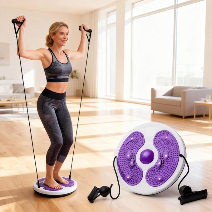 Waist Twister Machine Exercise,2026 New Ab Twist Waist Disc Board,ABS Waist Trainer Twisting Disc with Handles & Massage Foot Sole,Weight Loss Foot Massage Plate for Slimming WaistArms Hips and Thighs