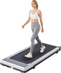 Sweetcrispy Compact Armless Treadmill for Small Spaces, Quiet Under-Desk Walking Pad, Slim & Portable Design for Home Office Workouts, Ideal for Apartments and Work-from-Home Fitness, Light Silver