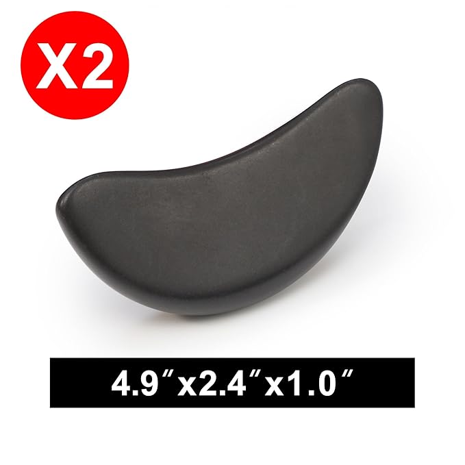 Master Massage 2-Piece Large Waning Moon Crescent Massage Stone Set – Arc Curved Hot Stones for Deep Tissue Therapy, Gua-Sha & Pressure Point Massage – Black Basalt Rock Tool Pack