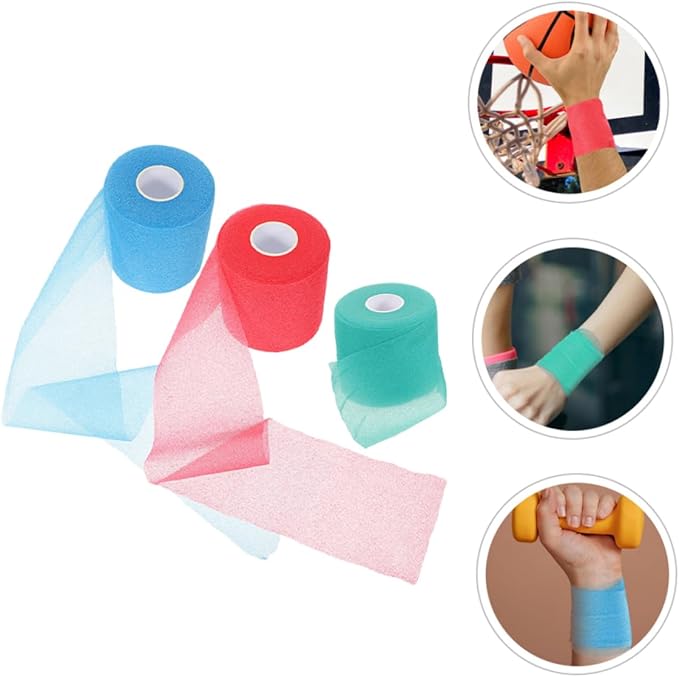 3rolls Tennis Grip Tape Bat Grip Tape Wrist Wraps Film Cuttable Bandage Wrap for Joint Protection Breathable for Outdoor Athletes