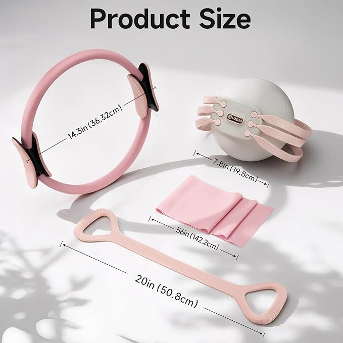at Home Pilates Kit for Women, Pilates Equipment for Home Workouts, Adjustable Resistance Pilates Ball and Ring Set for Exercise
