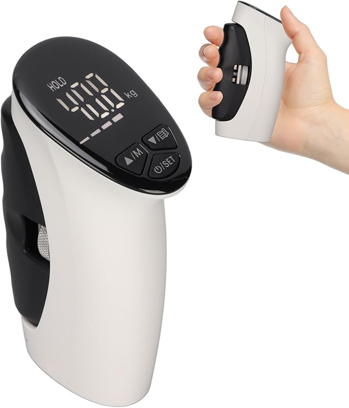 Digital Hand Grip Strength Tester, 198lbs/90kg Electronic Grip Dynamometer with Adjustable Handle & Backlit Display, Comfortable Grip Strength Meter for REHAB, Seniors, Sports & Home Use