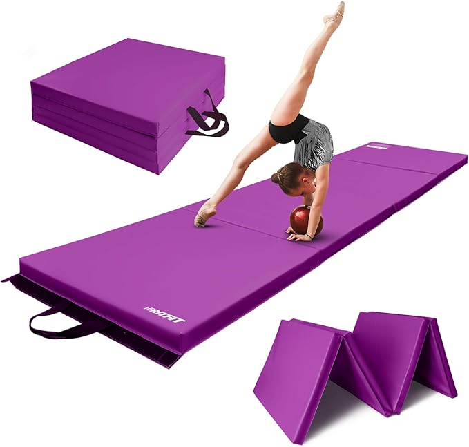RitFit Upgraded Folding Exercise Mat, 2 Inch Thick Gymnastics Mat 3’x6’,4’x8’,4x10’,2'x8' with Carrying Handles for Yoga, MMA, Stretching, Core Workouts and Home Gym Protective Flooring