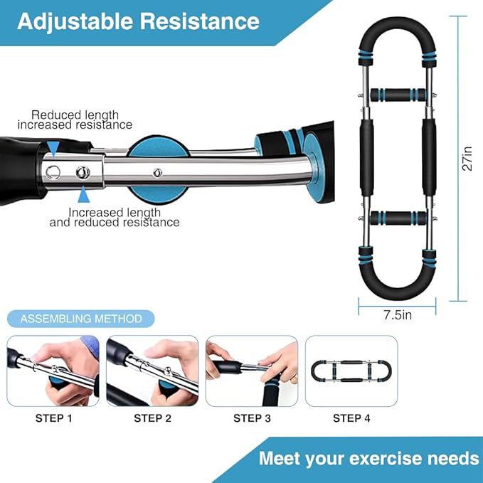 Adjustable U-Shaped Arm Strength Trainer – Portable 2-Level Resistance Band for Forearm, Biceps & Triceps – Ergonomic Grip, Home Gym Equipment (Black)