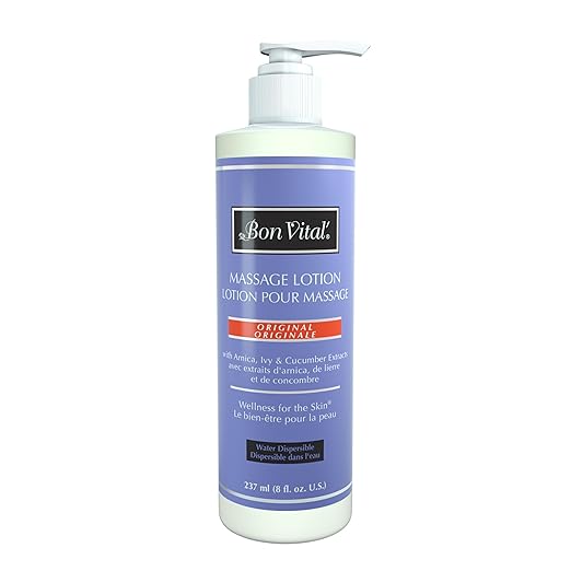 Bon Vital Original Massage Lotion, 8 oz – Lightweight, Non-Greasy Formula for Massage Therapy, Moisturizes & Nourishes Dry Skin, Ideal for Clinics, Spas & High-Volume Use