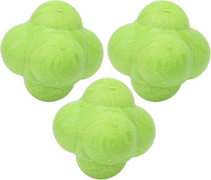 Drfeify 3Pcs Bounce Reaction Balls Ball Set for Training & Coordination HexShaped with TPR Material for Multisport Athletes