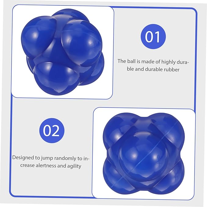 Kisangel Hexagonal Agile Training Ball for Fitness and Sports Large Blue Reaction Ball for Hand Eye Coordination Agility Improvement Myofascial Release Exercise Equipment