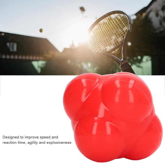Reaction Ball, Rubber Bright Color Hex Reaction Trainer Ball for Basketball, Tennis and Other Competitive Sports