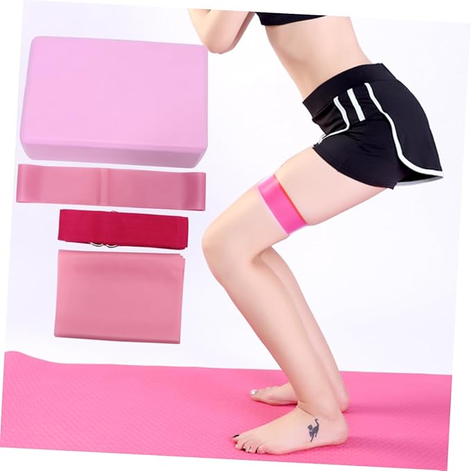 Mikikit Yoga Gear Yoga Block Latex Pull Towel Stretch Band Resistance Ring Mat and Blocks Kit