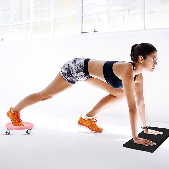 Angoily Ab Roller Exercise Wheel with Mat, Multi-directional Abdominal Exerciser Board, Quiet Four-wheel Fitness Roller for Core Workout at Home and Gym