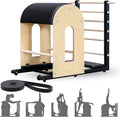 Home Ladder Barrel Pilates with Resistance Bands, Pilates Spine Corrector Exercise is Designed for Office Workers, Yoga Fitness Gym Strength and Flexibility Black