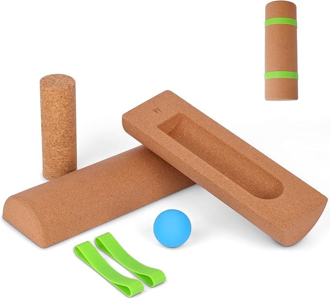 Cork Balance Board, Ankle Stability Trainer & Foot Strengthener, Textured Natural Cork Wobble Board for Proprioception, Mobility & Physical Therapy, Balance Trainer for Adults & Seniors, Home Gym Fall-Prevention Training
