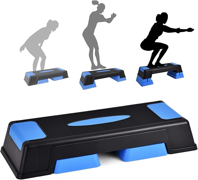 Aerobic Step Platform for Exercise w/Risers, Workout Step Height Adjustable 5"-7"-9", Fitness Step 450lbs Capacity, Non-slip Exercise Step Deck for Home/Gym