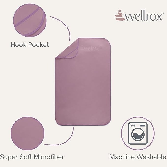Wellrox Microfiber Yoga Hand Towel – Super Soft, Quick-Dry, Non Slip Yoga Towel for Hot Pilates, Gym & Workouts (26.5" x 16", Lavender)