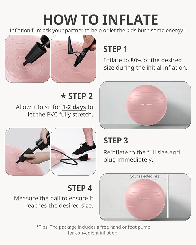 Trideer Exercise Ball Yoga Ball,Office Seating & Balance Ball Chair, Stability Ball for Pilates, Physical Therapy,Core Training & Balance Improvement & Stretching