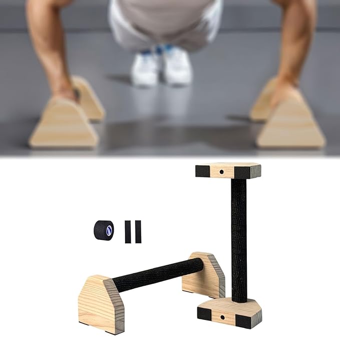 2Pcs Push up Bar Sturdy Wooden Parallettes Bar Push up Stands Pushup Handles for Gymnastics Strength Training Aerobics