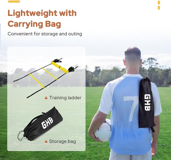 GHB Agility Ladder 2 Pack and Disc Cones 50 Pack 2 Carrying Bag