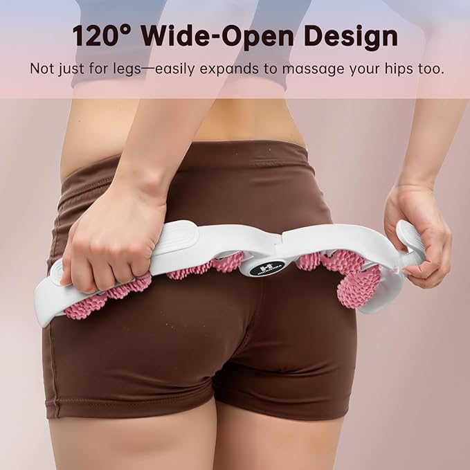 Cellulite Massage Tool, Manual Cellulite Roller, Contoured & Smoother Skin, Relieve Leg Muscle Soreness, Dimpled Skin Removal, Legs/Thighs/Buttocks, Anti-Cellulite Roller (Pink)