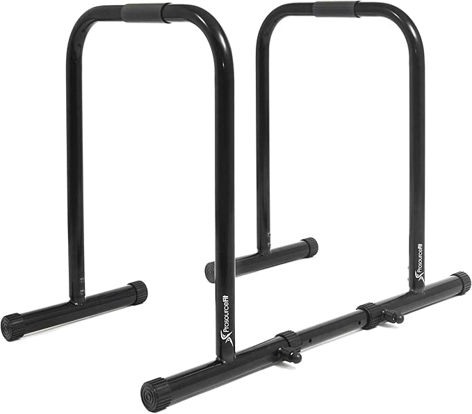 ProsourceFit Dip Stand Station, Heavy Duty Ultimate Body Press Bar with Safety Connector for Tricep Dips