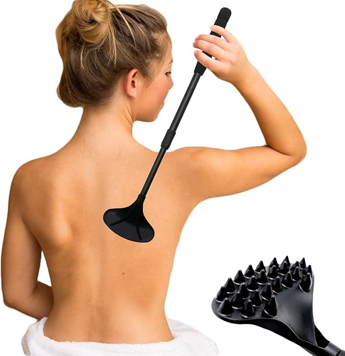 EASACE Back Scratcher for Women Men Extendable with Strong ABS Massage Head, 21inch Body Scratcher for Adults - Pets Compact - Retractable（Black）