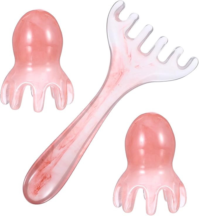 Head Massager Scalp Comb, 3 Pcs Resin Scalp Massager for Headaches Relaxation Head-Scalp Massage Tool Gua Sha Massage Comb Set Manual Acupressure Tool for Birthday Mother's Day Gifts