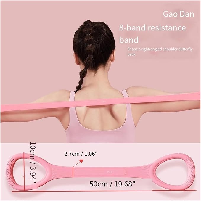 Silicone Figure-8 & Straight Resistance Band for Women - 15-35 Lbs, Yoga Back Stretching Home Workout Band