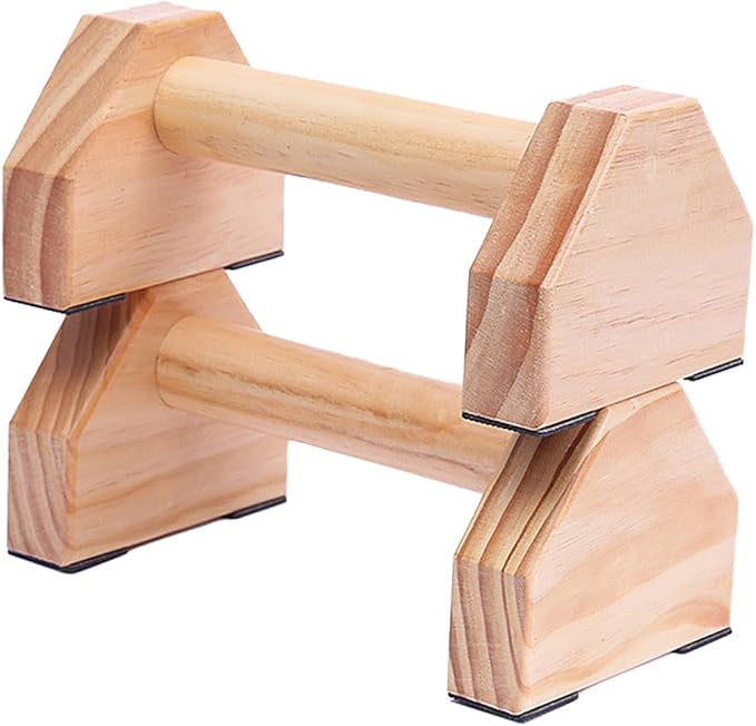 CHILDWEET Solid Wood Handstand Bar and Push-up Bracket Set, Muscle Training Fitness Equipment with Non-slip Base for Home Calisthenics and Strength Workouts