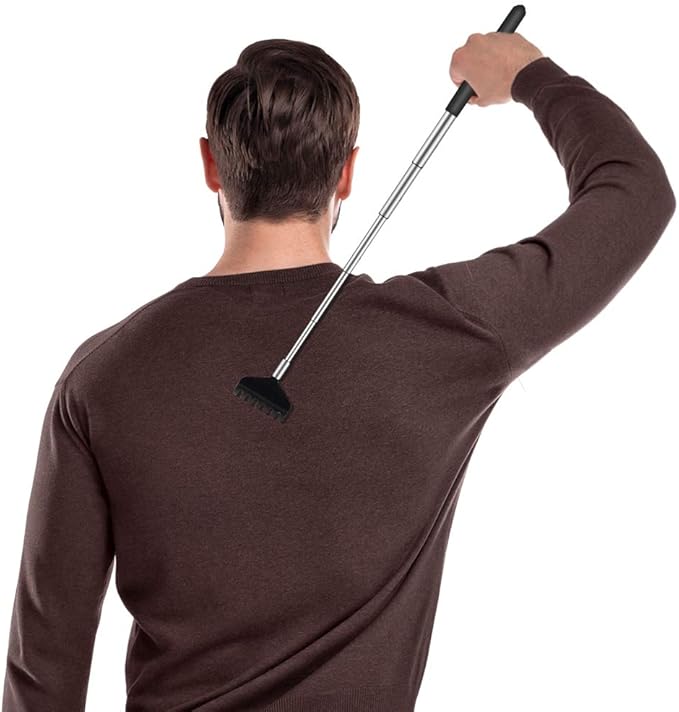 6 Pack Extendable Back Scratcher - Portable Telescoping Metal Back Scratchers/Hand Massager with Soft Rubber Handles for Thanksgiving, Birthday, Christmas Gifts