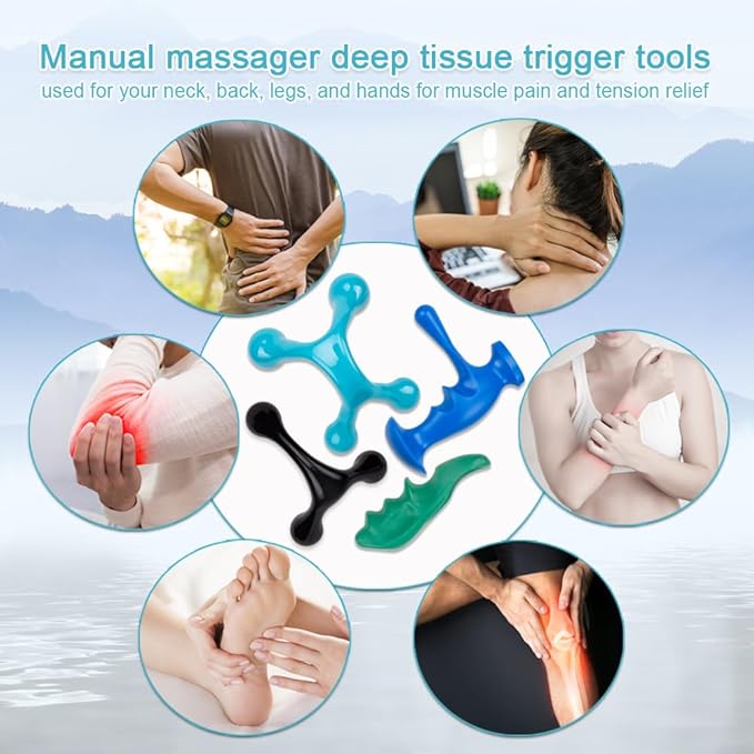 ZORZA 1Set Manual Thumb Shaped Massage Tools Featuring 3 and 4-Legged Massage Knobs for Trigger Point Pressure Massager and Deep Tissue Massage,Ideal for Stress Relief