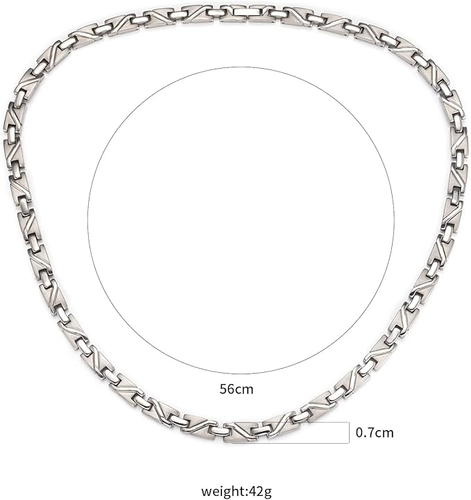 Magnetic Necklace for Men & Women, Pure Titanium Magnetic Necklace, Fashion Jewelry Present (Silver)