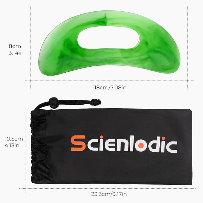 Scienlodic Body Gua Sha Massage Tool with Handle, Larger Guasha Tool for Back Neck Face Leg Massage, Lymphatic Drainage, Cellulite Remove