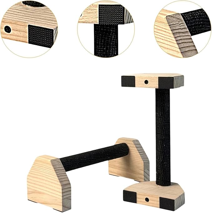 2Pcs Push up Bar Sturdy Wooden Parallettes Bar Push up Stands Pushup Handles for Gymnastics Strength Training Aerobics